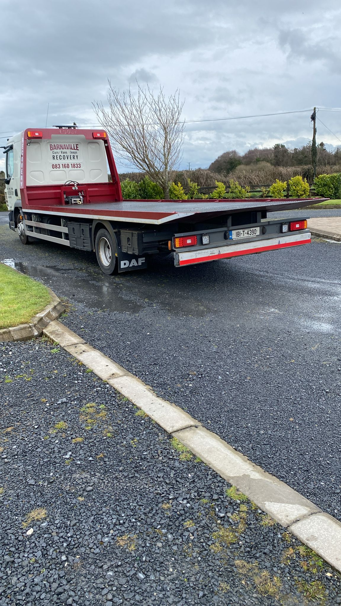 Rear view of the Barnaville Recovery truck